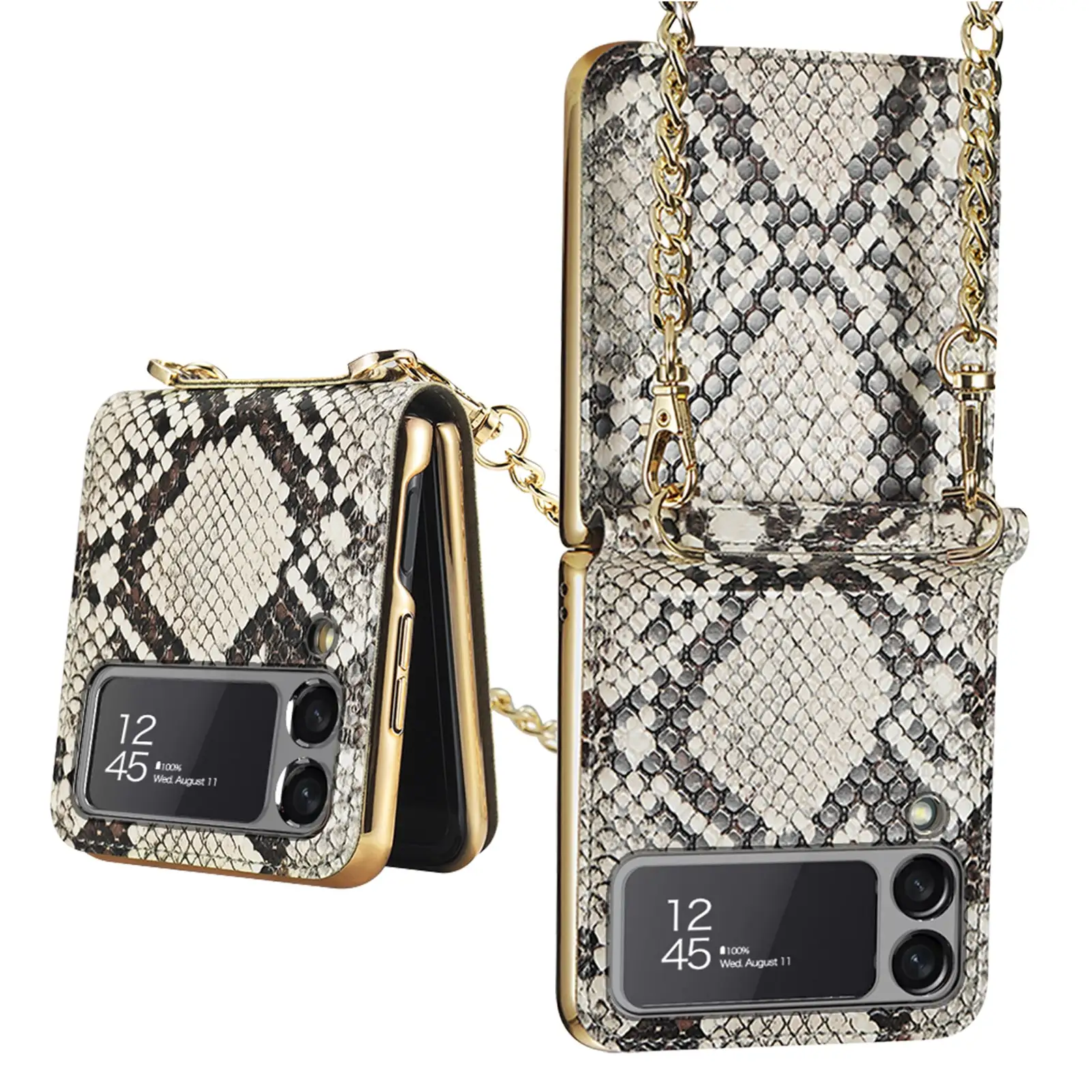 

Роскошный кожаный чехол-книжка для Samsung Galaxy Z, Магнитный флип-чехол с 3 цепочками для телефона Samsung Z, флип 3 с зеркалом для макияжа