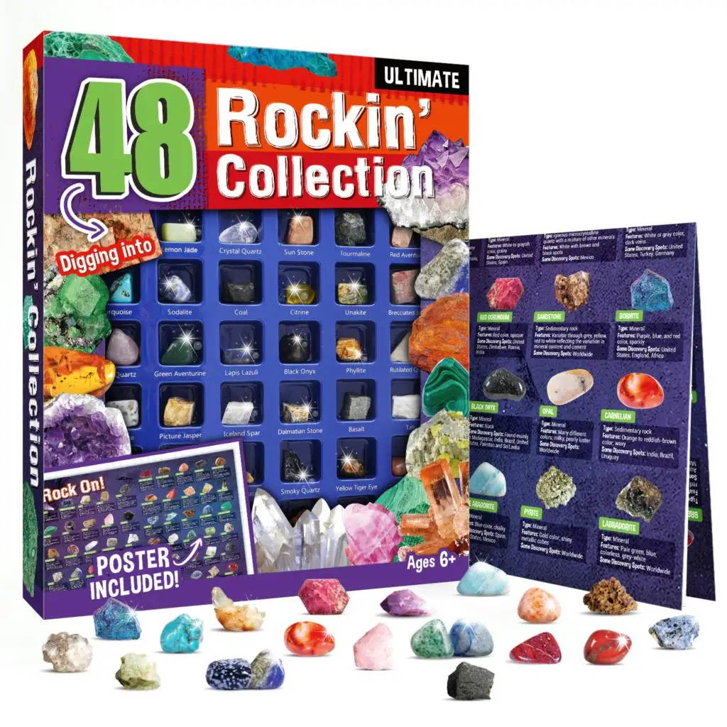 48 шт./компл. натуральный хрустальный камень, необработанный минерал, необычная коллекция камней, изучение и обучение, украшение для дома