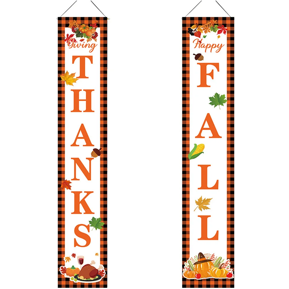 

Thanksgiving Door Banners Porch Fall Hanging Sign Banner Pumpkin Happy Autumngarland Pumpkins Decorations Signs Couplet Welcome