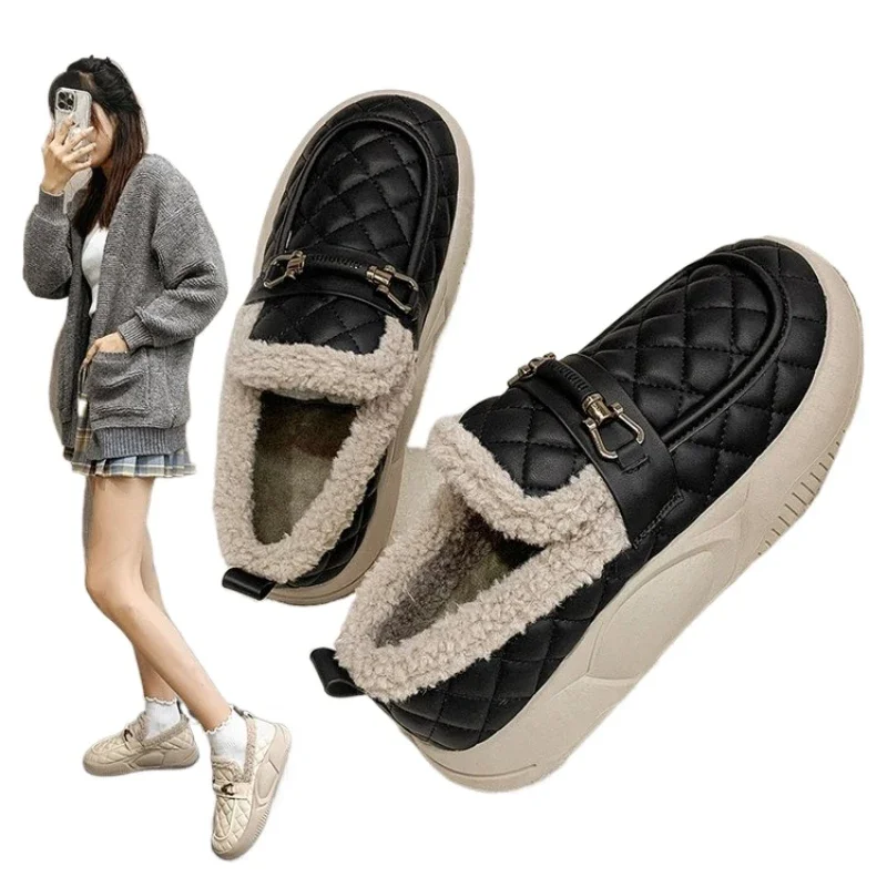 Бархатные Лоферы для женщин сезон осень-зима 2024 плоская подошва нескользящая