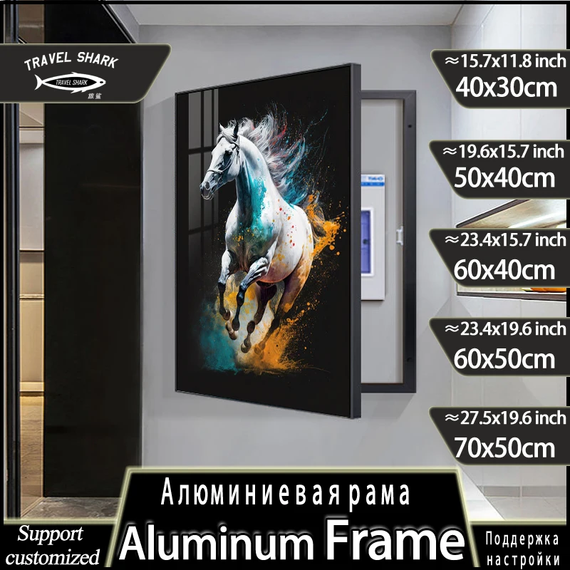 

Wholesale Home Room Decorative Painting Of Electric Meter Box Horse Posters Pictures For Wall Art Decor With Frame Punch Free
