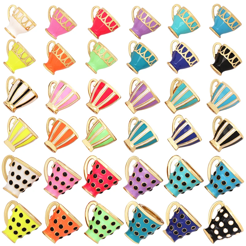 

Очаровательная яркая эмалированная подвеска в виде чашки, неоновая бирюза, подвеска с масляным падением, настоящий золотой цвет, ожерелье, ...