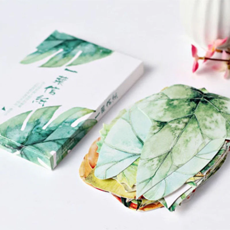 

30pcs/box Creative Leaf Memo Pad Postcard Message Writing Greeting Cards Kawaii Stationary School Office Supplies Kids Gift