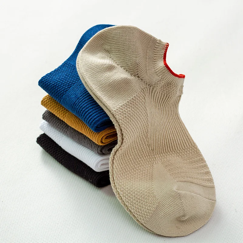 5 pairs of men's cotton socks fashion breathable deodorant men's comfortable solid color casual ankle socks men's street fashion