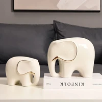 nordic style home decor modern luxury gold plating elephant white porcelain figurine simple design ceramic animal ornaments gift