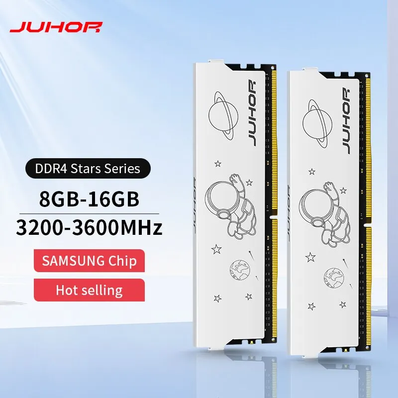   JUHOR 데스크탑 게이밍 메모리 램, DDR4, 8GB, 16GB, 3200MHz, 3600MHz, 16GBX2, 8GBX2, Dimm XMP2.0, 삼성 과립, 신제품 