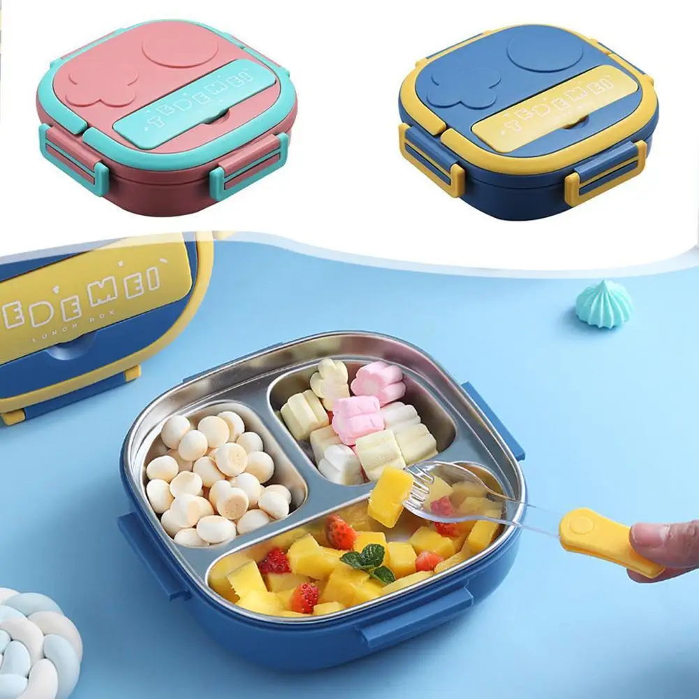 

500ML Stainless Steel Bento Box Insulated Lunch Box For Kids Toddler Girls Metal Portion Sections Leakproof Lunch Container Box