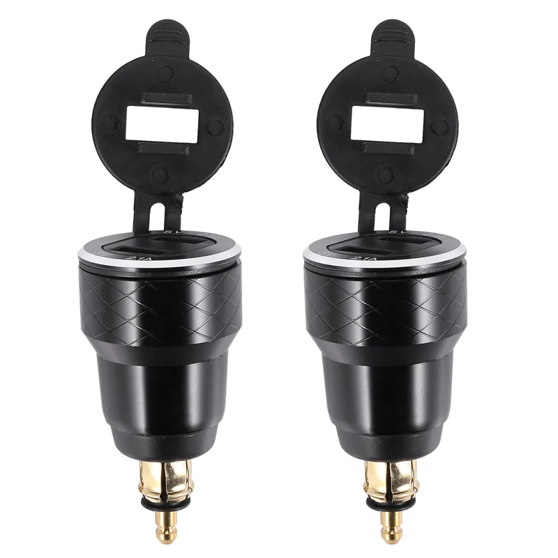 

2X Dual 5V 2.1A Din To USB Adapter,Aluminum Alloy European Motorcycle USB Charger For Bmw Motorcycle/Phone/Iphone/Gps