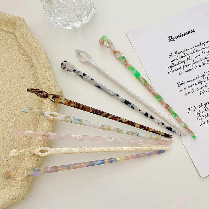 

Chinese Style Hair Sticks Vintage Acetate Resin Chopstick Marble Leopard Hairpin Women Hair Clip Pin Wedding Jewelry Accessories