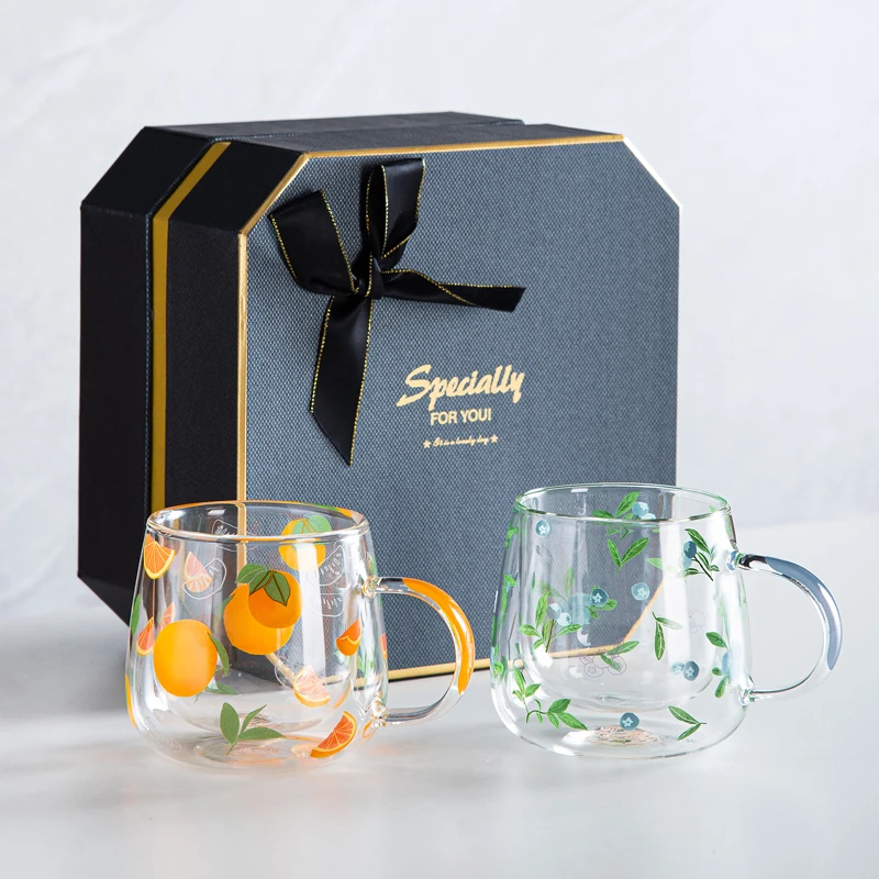 Кружка RHE из двойного стекла термостойкая мерная чашка милая стеклянная для