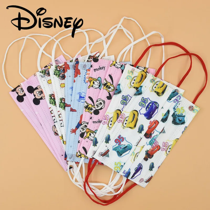 

Disney Mickey Face Mask Kids 10/50/100pcs Cartoon Spiderman Car Disposable Protective Mask 3 Layer Filter Girl Mascara Boy