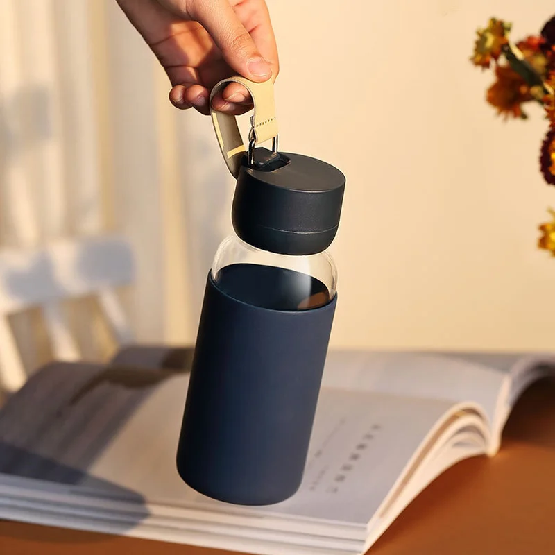 

Portable Glass Water Bottle 400ml Eco-Friendly Vacuum Flask Juice Insulated Water Bottle Travel Coffee Mug Lovers Adults Gifts