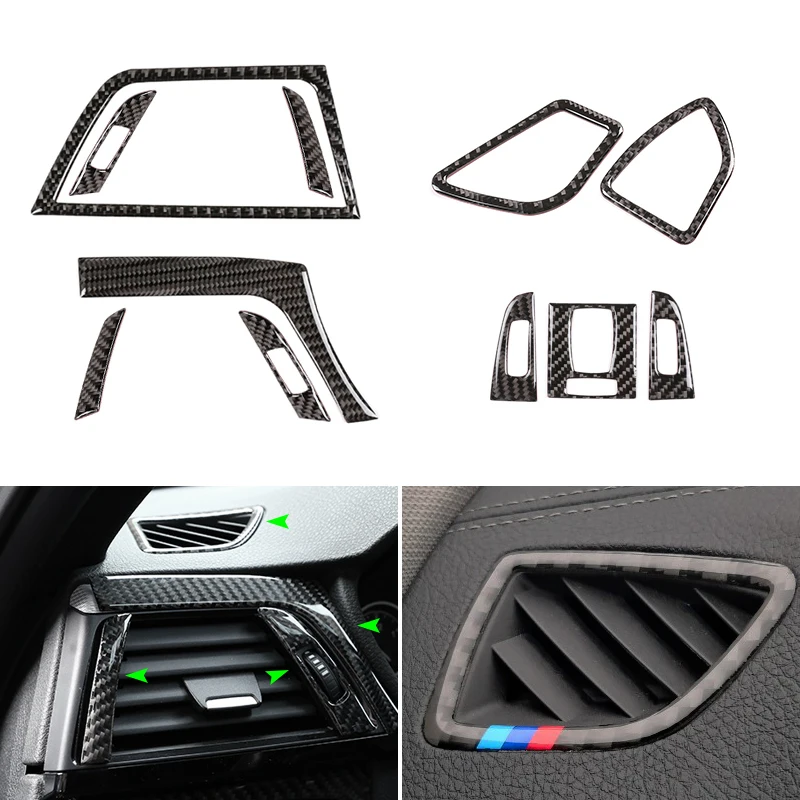 For BMW 3 4 Series F30 F32 2013 2014 2015 2016 2017 2018 Carbon Fiber Car Interior Air Conditioner Air Outlet Vent Cover Trim