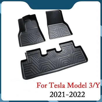 For Tesla Model 3/Y Car Waterproof Non-slip Floor Mat TPE Modified Car Accessories 3Pcs/Set Fully Surrounded Special Foot Pad