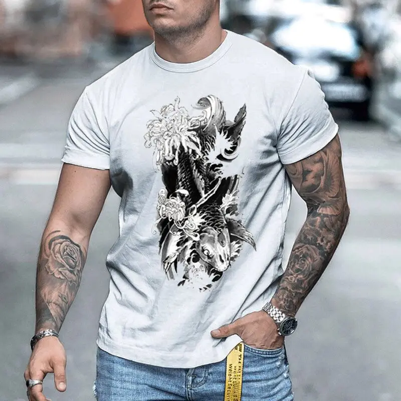 

Оригинальный дизайн футболки для мужчин 3D Печатный узор Повседневная рубашка с круглым вырезом быстросохнущая Изысканная Женская одежда Бесплатная доставка