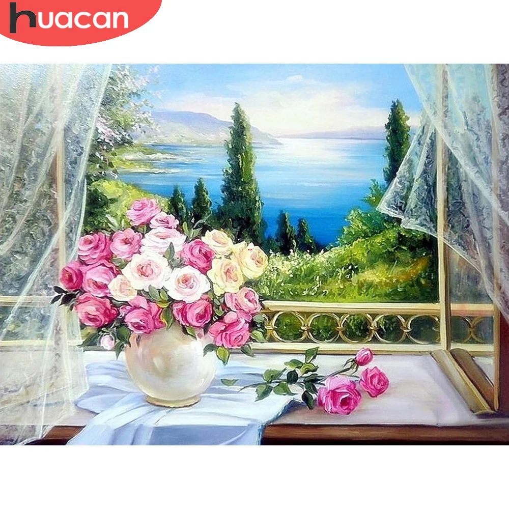 

HUACAN DIY Diamond Painting Flower Vase 5D Full Diamond Embroidery Rose Mosaic Rhinestones Picture Handmade Gift