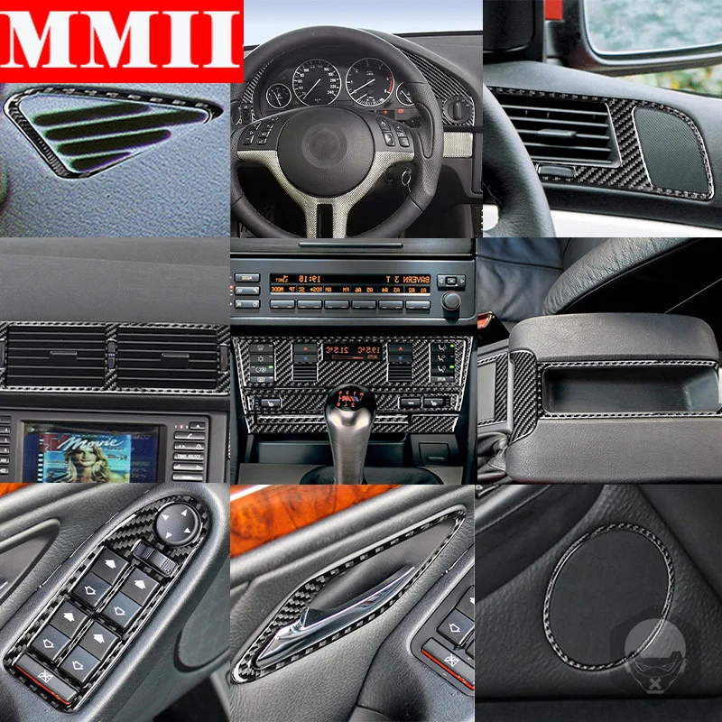 

For BMW 5 Series M5 E39 1998-2003 Carbon Fiber Trim Stickers Car Central Control Radio Air Conditioning Panel Glass Windows Lift