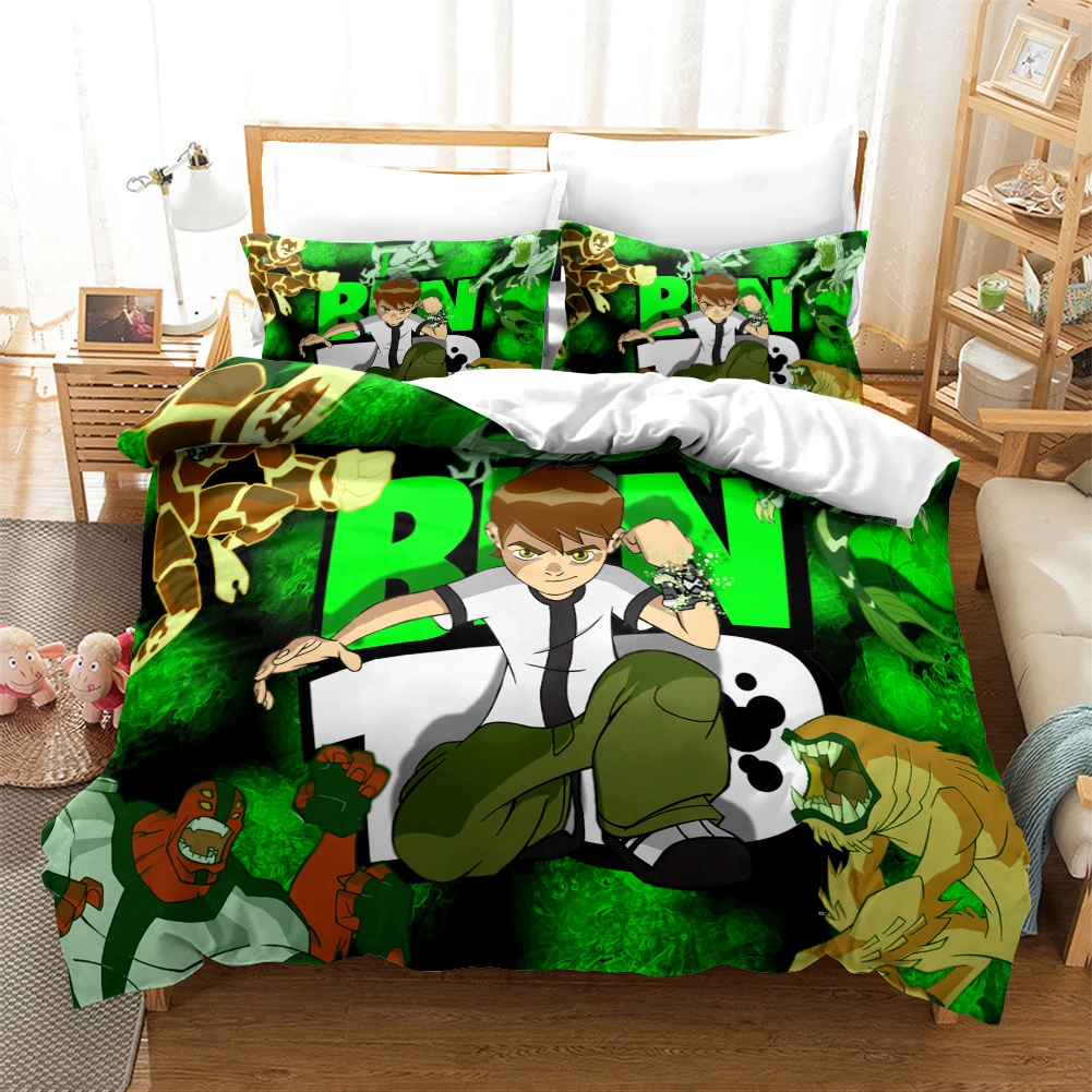 

3D Printed Ben Alien Force 10 Bedding Set Cartoon Duvet Cover 3Pcs Double Twin Full Queen King Adult Kids Bedclothes Quilt Cover