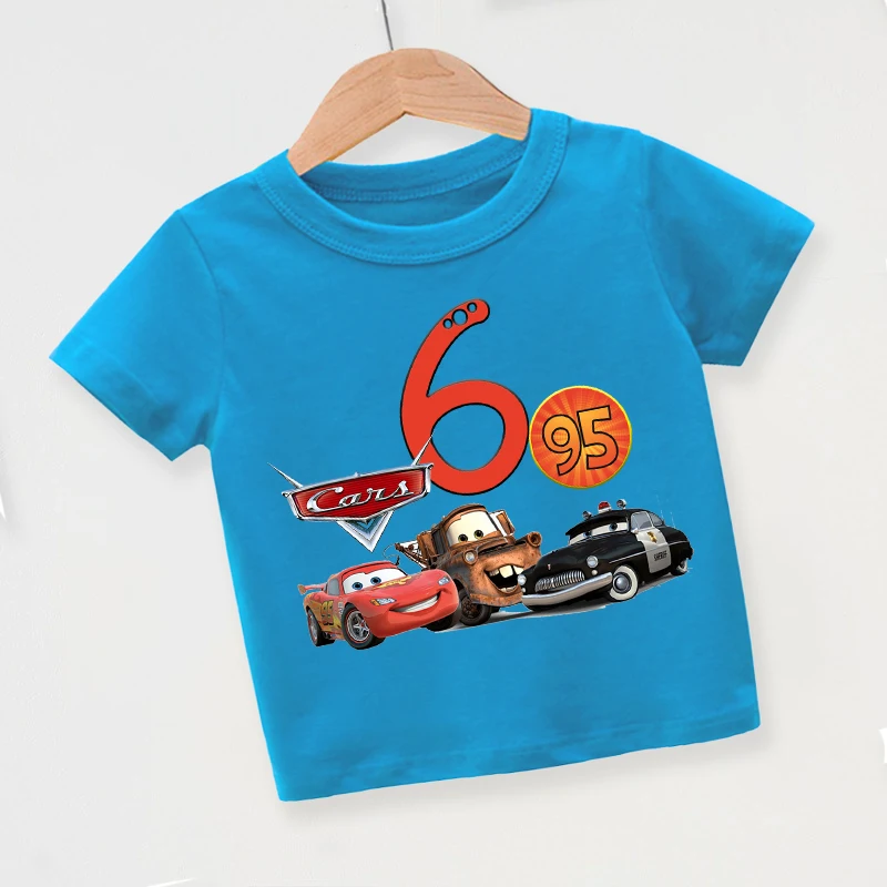Футболка на день рождения Flash Lightning Mcqueen хлопковая футболка с цифрами для