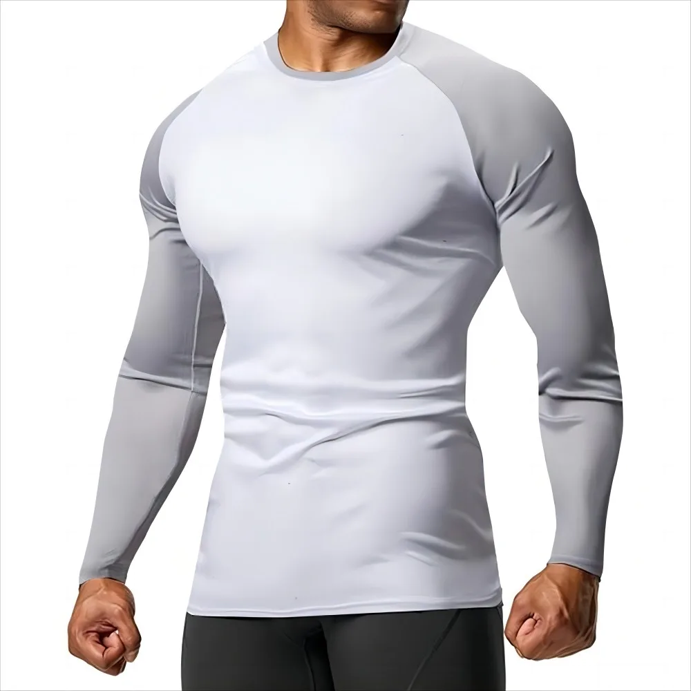 

Men T-Shirt Long Sleeve Compression Shirt Sun Protection Second Layer Quick Dry Fitness Top