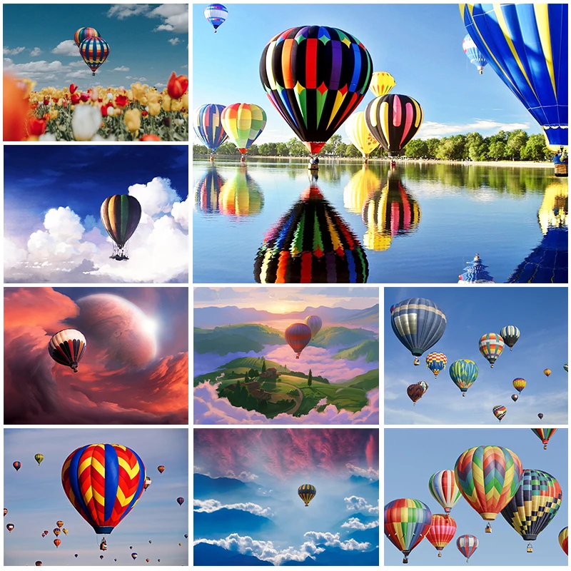 

Landscape 5D Diamond Painting Color Hot Air Balloon Full Drill Mosaic Diamond Embroidery Kit DIY Rhinestone Home Art Decoration