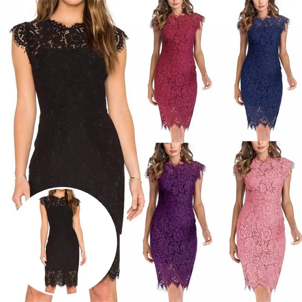 

Temperament Dress Solid Color Summer Pencil Dress Elegant Zipper Dress