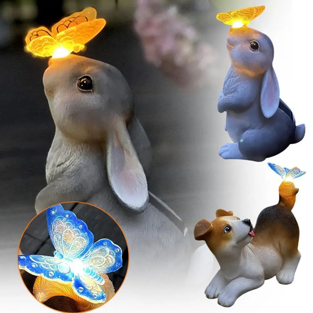 

Solar Powered Led Cute Rabbit Figurines Miniature Tabletop Friends Ornaments Dec Bonsai Gift Light Decoration Outdoor Solar F5j5