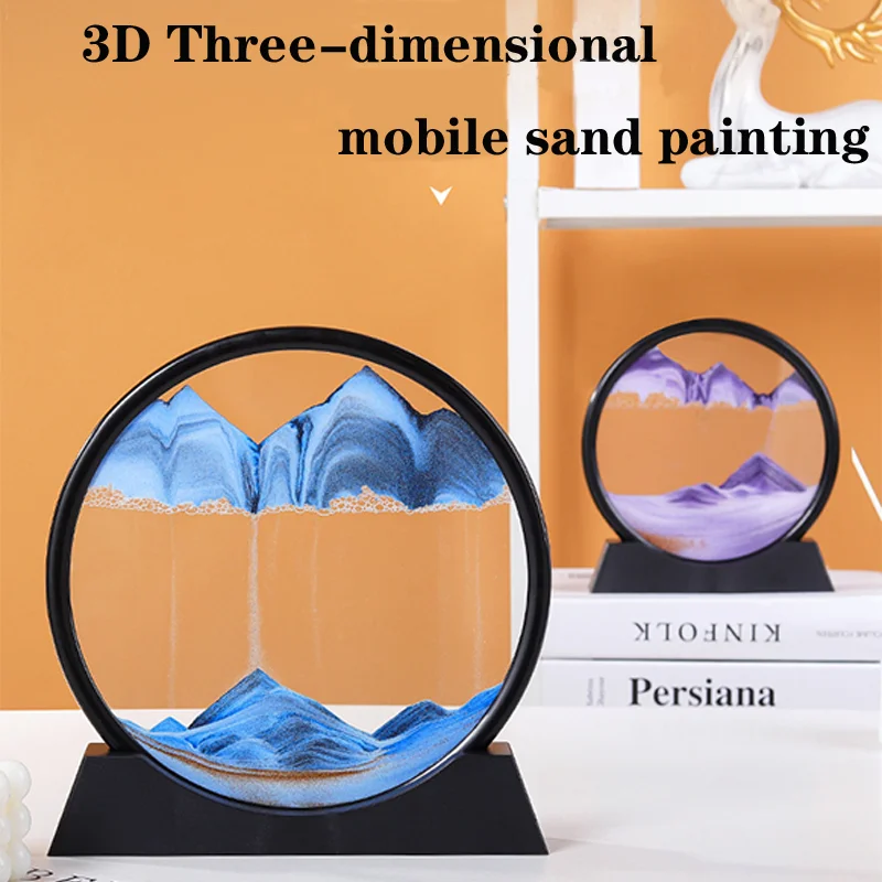 

Quicksand painting round square 3D deep sea sand scene dynamic display quicksand picture frame sand painting home furnishings