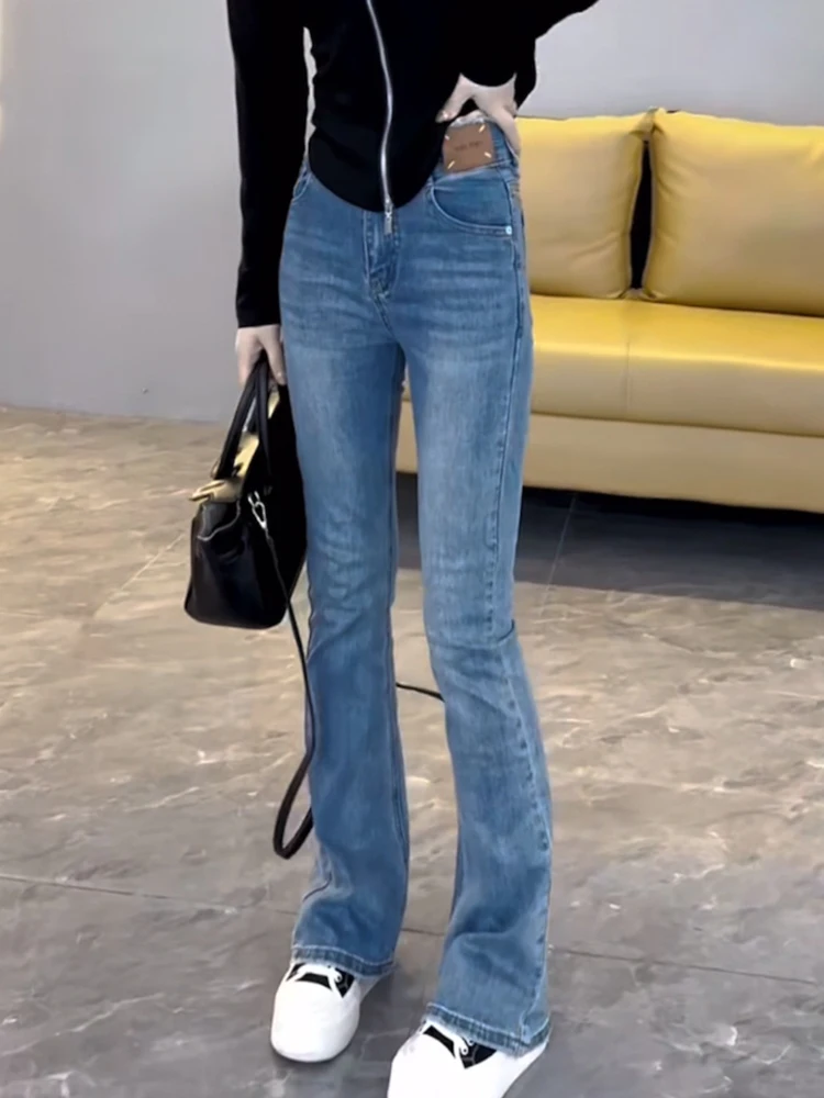 

Pear-shaped Micro-cropped Jeans Women 2023 Spring And Summer New Big Size Fat Mm High Waist Lean Stretch Mop Pants Y2k