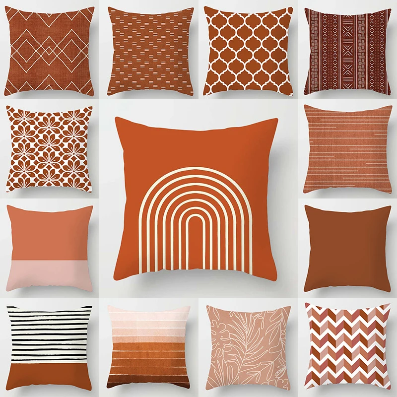 

Pillowclips Red-brown Geometric Print Pillowcase Pillow Cases Household Items Pillow Cover Sofa Cushion Covers Abstract Abstract
