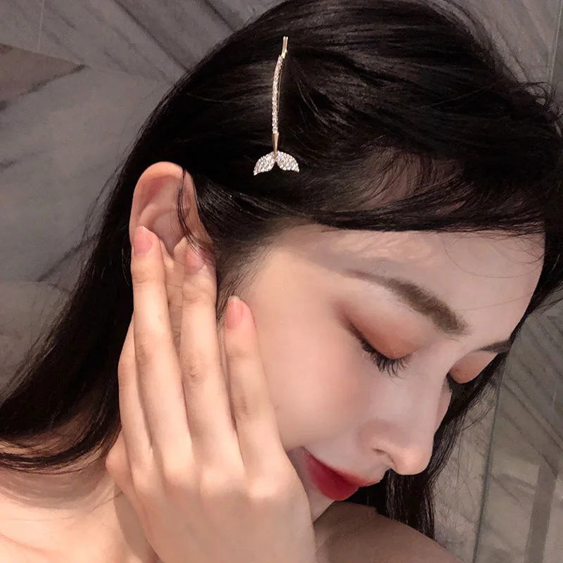 Рыбий хвост челки боковой зажим девушка корейский модный край Русалка Дельфин