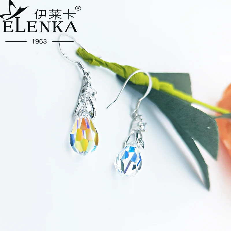 

Woman New Stud Earrings White Crystal 925 Sterling Sliver Earring for Women Colorful Earring Water Drop Eardrop Luxury Jewelry