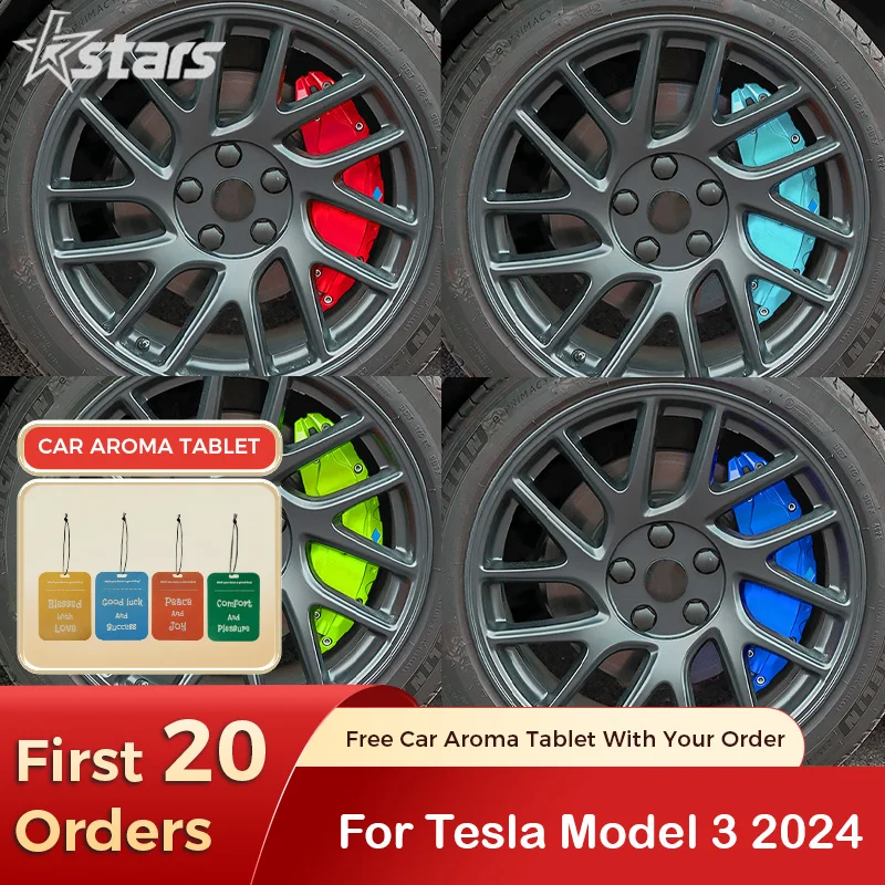 Чехлы тормозных суппортов для Tesla 2024 Model 3 Highland 12 цветов набор из 4 чехлов суппорта