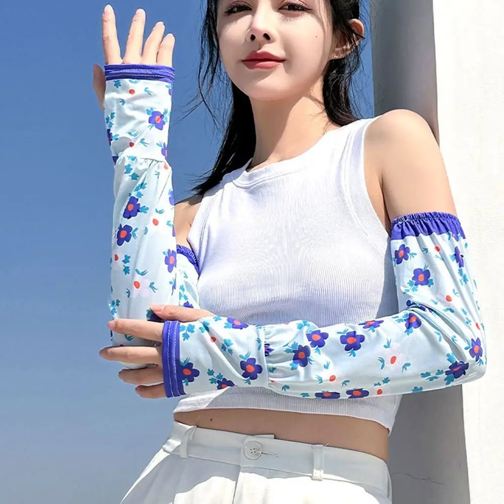 

Sleeves Driving UV Protection For Women For Girl Sunscreen Sunscreen Sleeves Ice Silk Sleeve Cooling Sleeves Flower Arm Sleeves