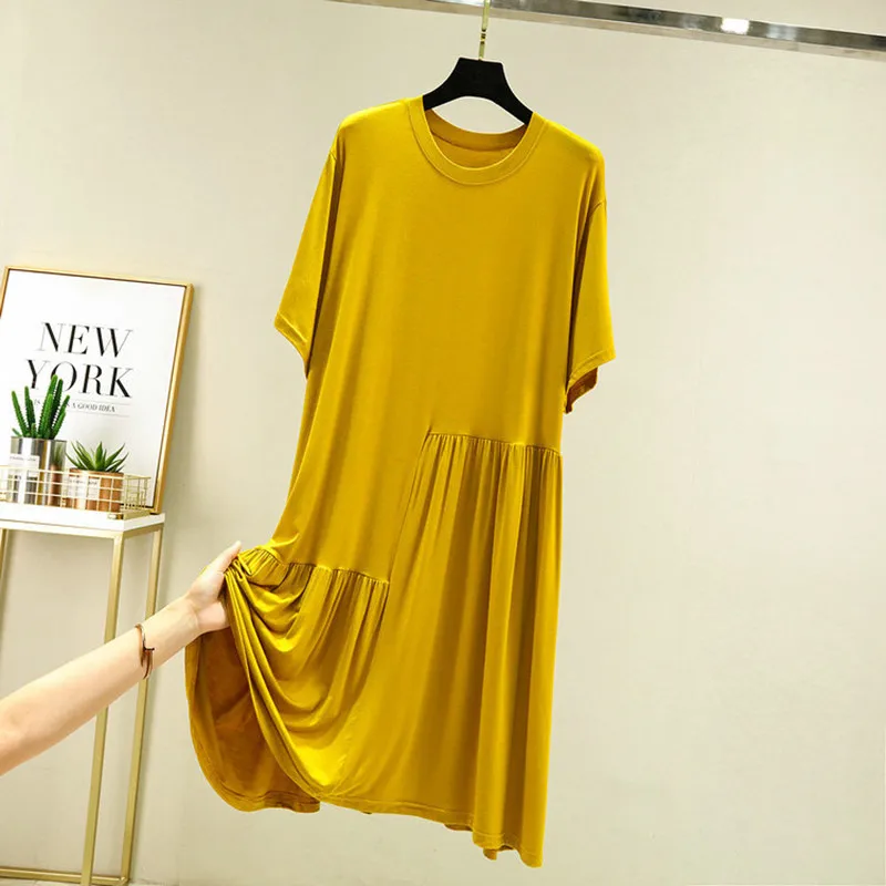 Summer Casual/Sexy Nightgown For Pregnant Women Elastic Nightdress Women's Modal O-Neck Short Sleeve Nightwear Fashion Big Size