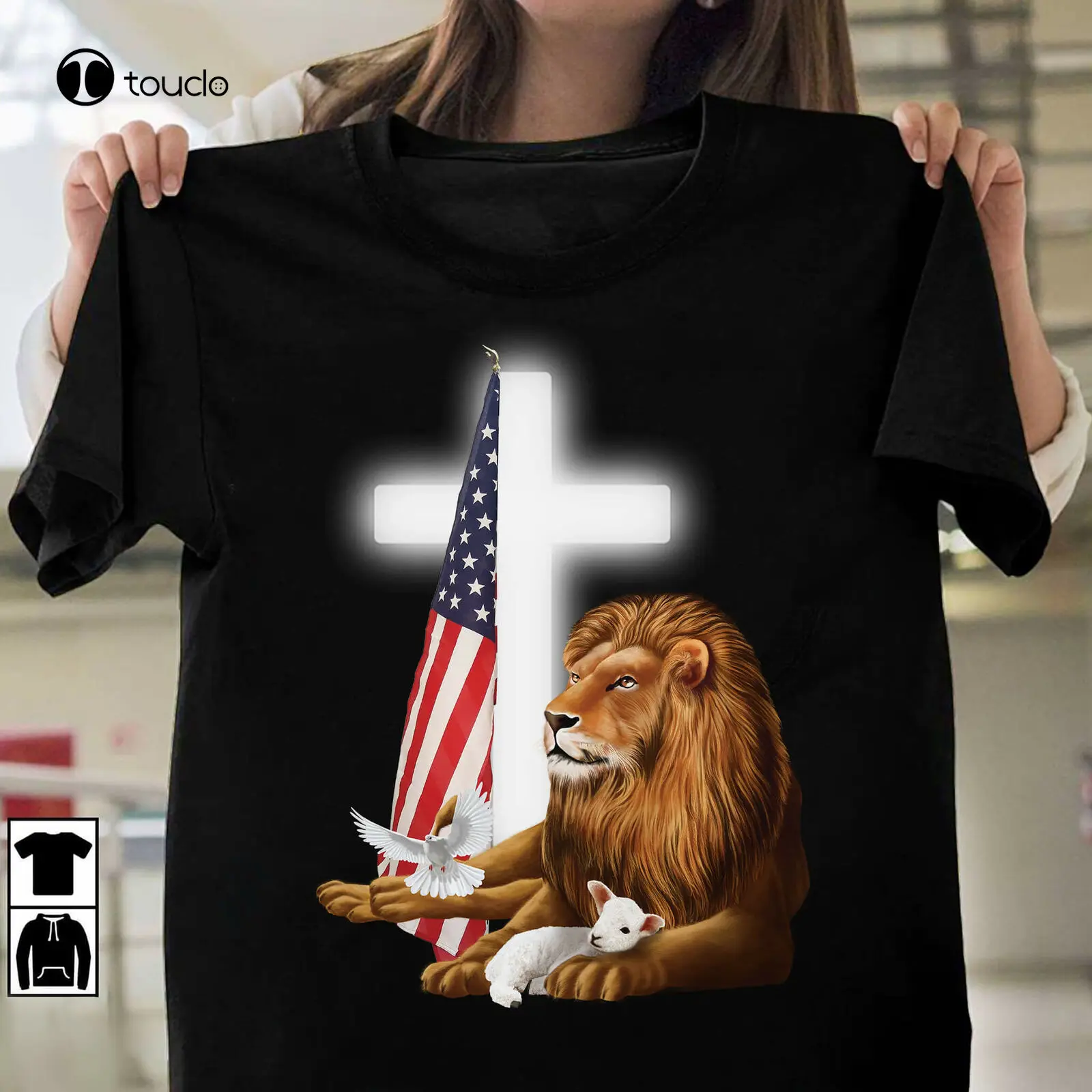 

Jesus Shirt 3D Printed Lion And Lamb Cross Gifts For Men Women Tee Shirt unisex