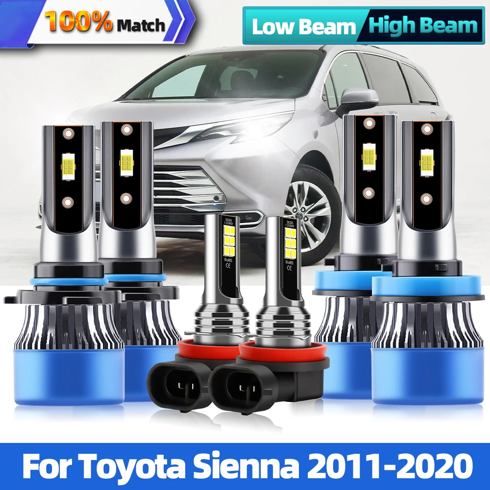 

2Pcs 20000LM 120W H11 9005/HB3 Auto Led Headlight 6000K Canbus Car Lights 12V Turbo Car Fog Lamp For Toyota Sienna 2011-2020