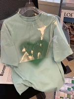 green love printed womens cotton t shirt summer fashion o neck casual korean tshirt tee shirt femme camiseta mujer t shirt tops