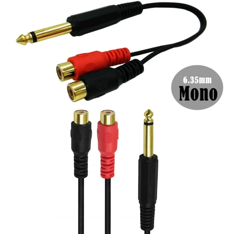 

6.35mm 1/4inch Stereo male to 2RCA Famale Y Splitter Adapter Cable Signal Connection Cable Cord 20cm/7.87in Drop Shipping