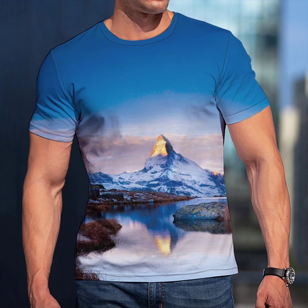 

2022 New 3D T-Shirt Mountain Landscape Men Women Children Clothing Short Sleeve Cool Tees Fashion Casual Summer Streetwear