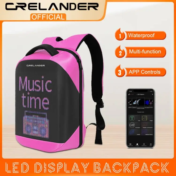 Купи CRELANDER LED Bag Waterproof Smart APP Control DIY Programmable Screen School Travel Computer Laptop Backpack For Men Women за 5,575 рублей в магазине AliExpress