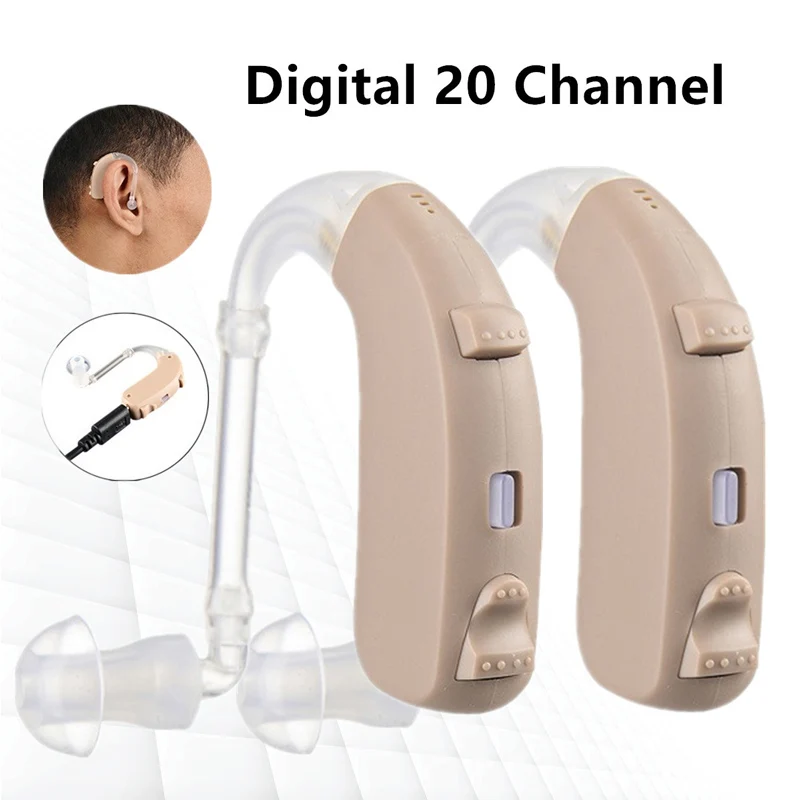 

Rechargeable Digital 20 Channel Hearing Aid Sound Amplifiers Wireless Ear Aids for Elderly Moderate to Severe Loss Drop Shipping