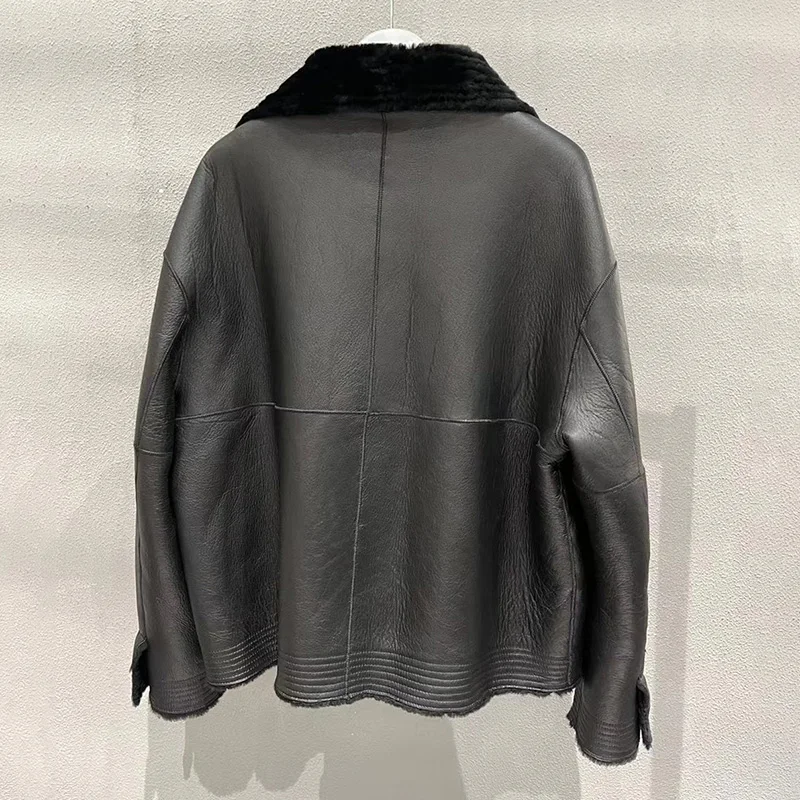 Winter Jackets Genuine Sheepskin Shearling Jackets Real Lamb Fur Women Double Face Leather Coats Wool GT5083