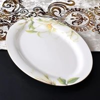 ceramics steaming fish plate 12 inch lily flower pattern oval plate bone china snack desserts service tray
