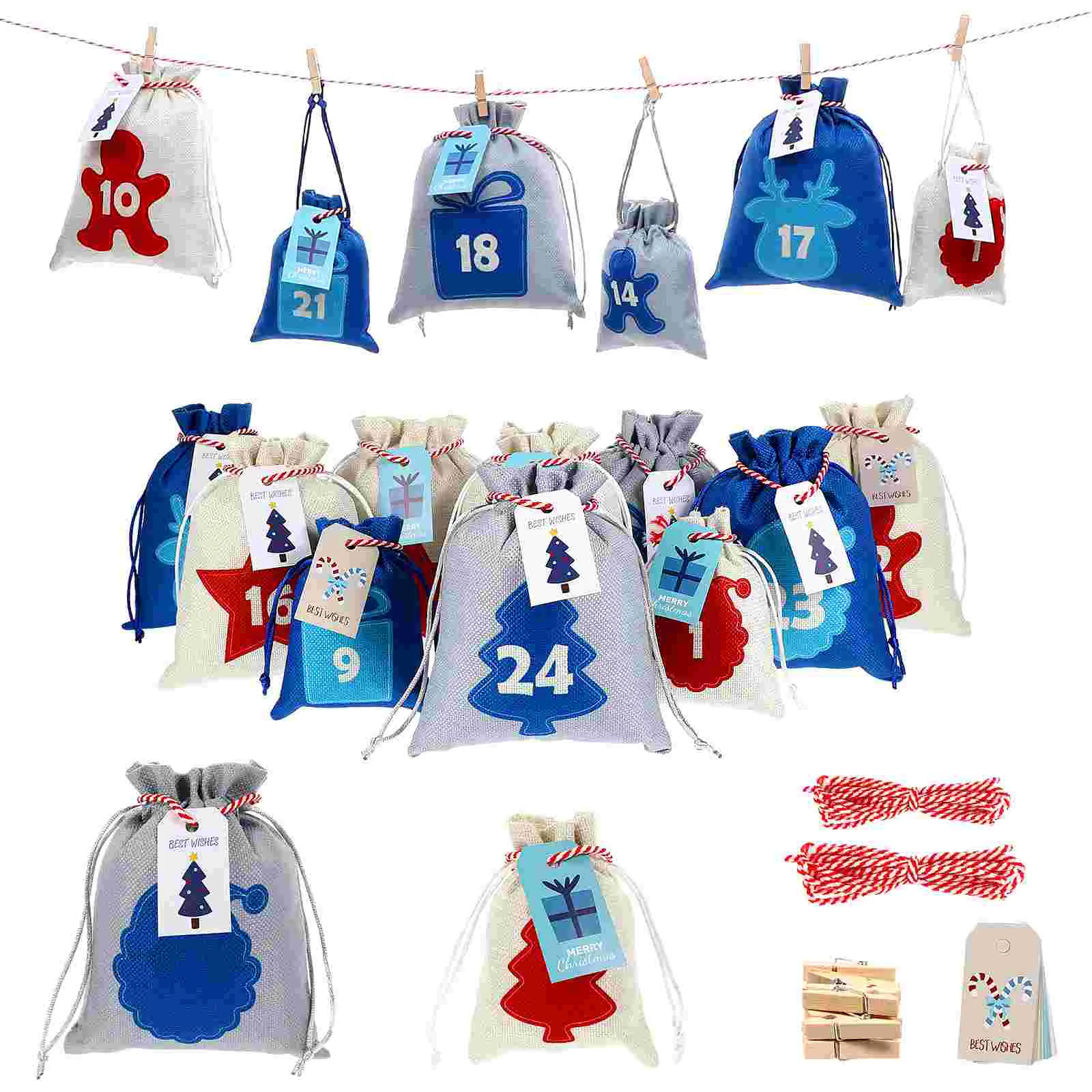 

Christmas Advent Calendar Bag Child Candy Decor Fillable Kids Paper Card Hanging Pendants