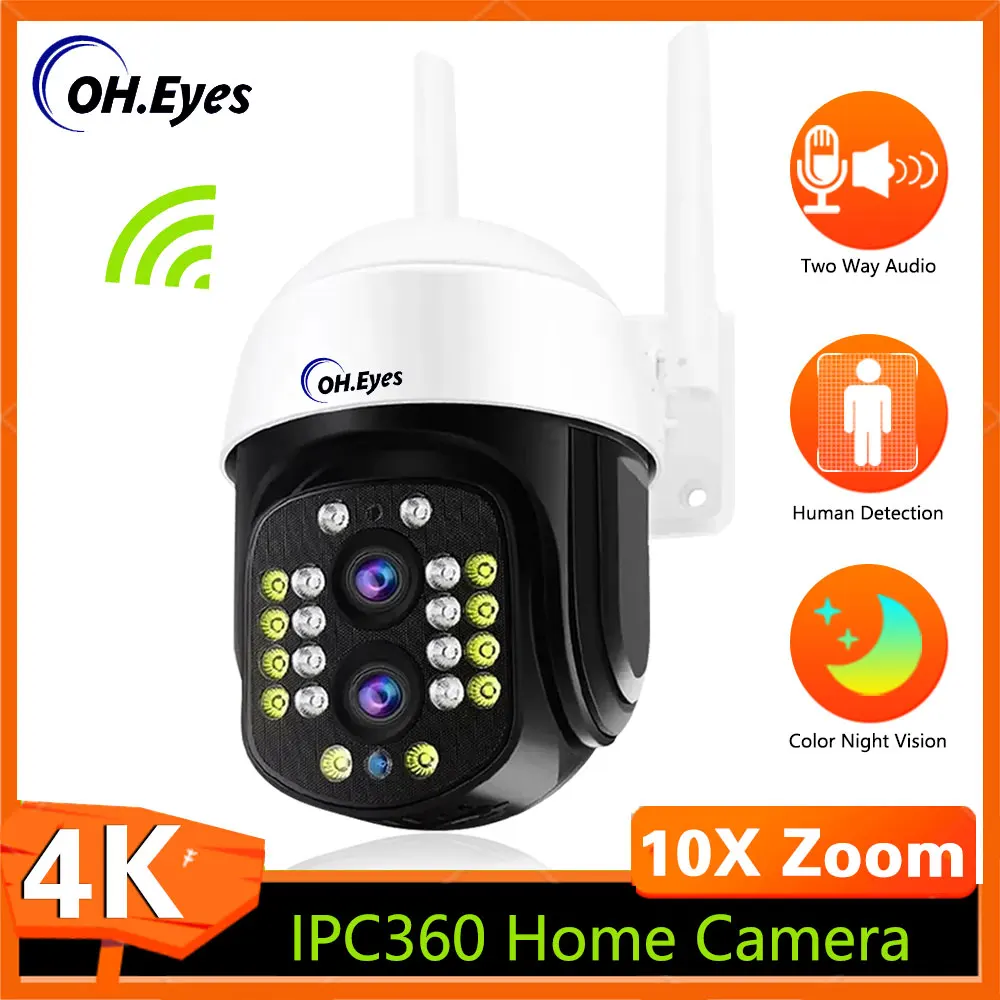 

8MP 4K PTZ IP Camera 10x Zoom Dual-Lens Human Detect CCTV Camera 4MP Smart Home Outdoor Wifi Surveillance Camera IPC360 Hpme APP