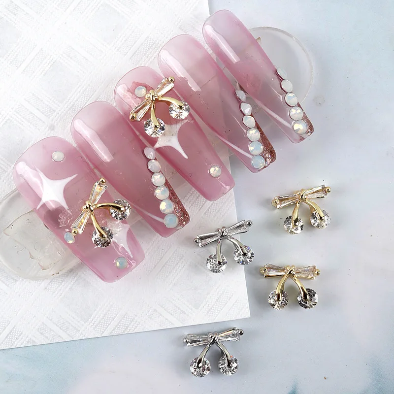 

3pcs/lot, Nail Artlight Luxury Rose Crooked Heart Ircon Jewelry Rhinestones With Alloy For Nail Tips Beauty