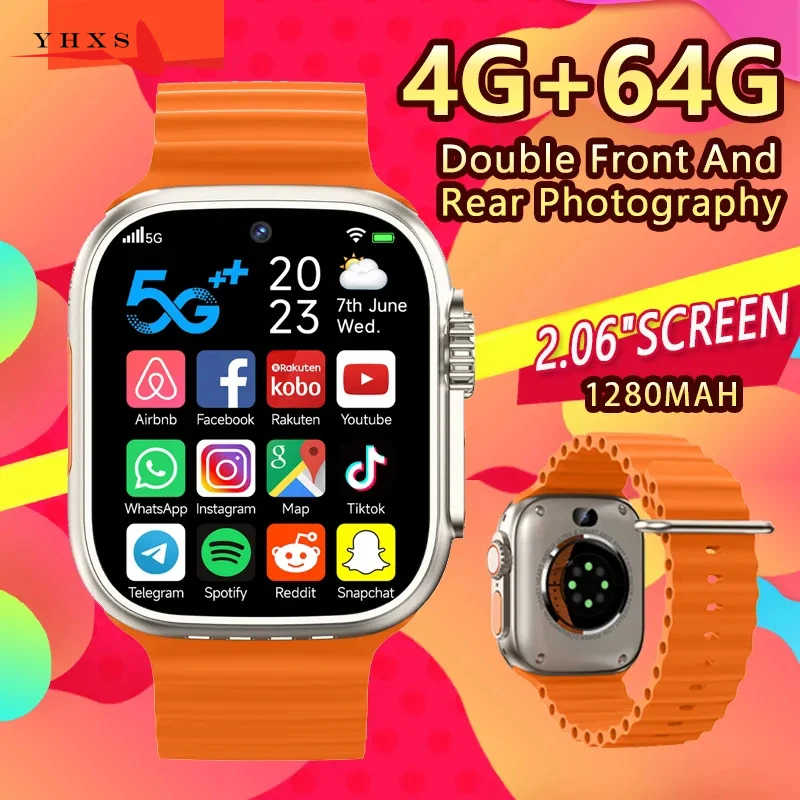 S9 Ultra 4G SIM Card Smart Dual Camera GPS Trace Locator Adult Student Heart Rate Smartwatch Voice Video SOS Call Phone Watch