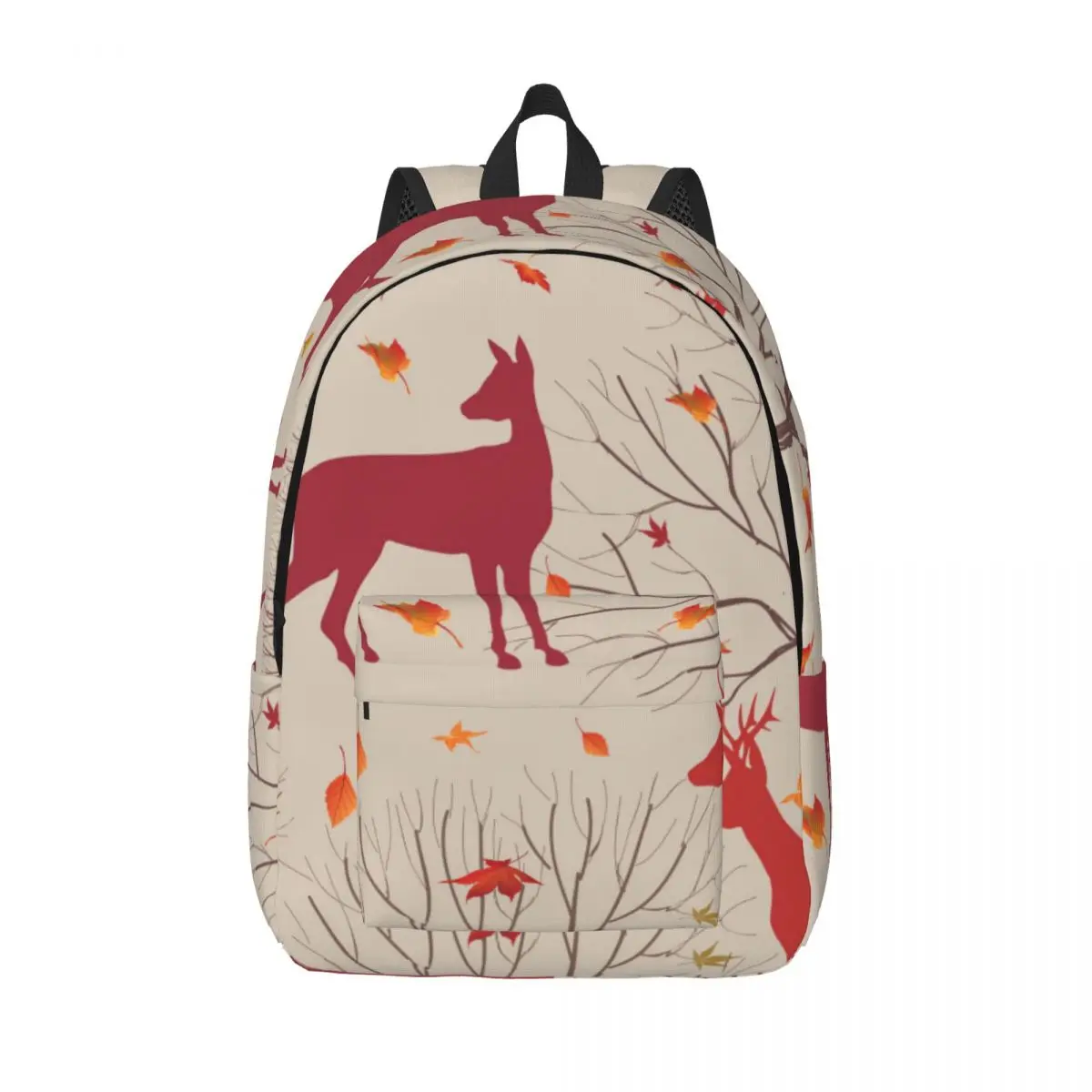 

Laptop Backpack Unique Fall Leaves And Trees With Deers School Bag Durable Student Backpack Boy Girl Travel Bag