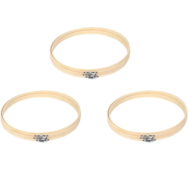 

9 Pieces 14 Inch Embroidery Hoops Wooden Round Adjustable Bamboo Circle Cross Stitch Hoop Ring